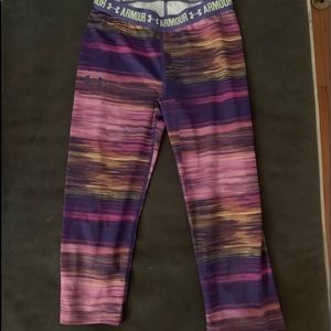 Green and purple capris